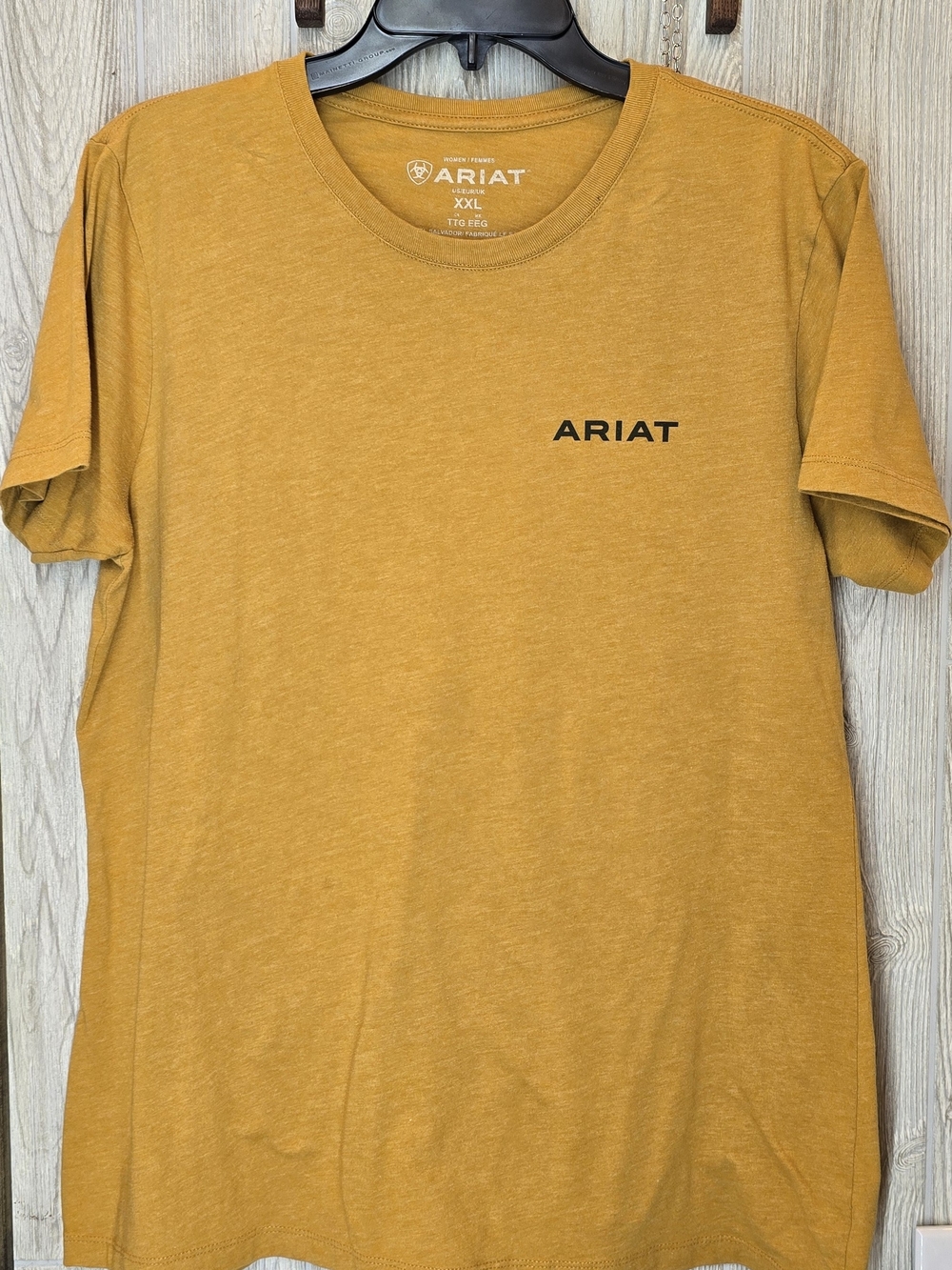 Ariat Women's Short-Sleeve Tee in Mustard with Black Logo